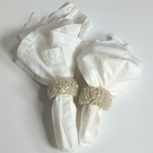 Ten White Linen Napkins